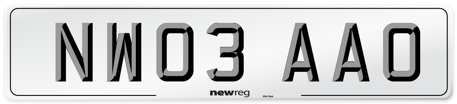 NW03 AAO Number Plate from New Reg